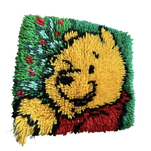 Winnie the Pooh Latch Hook VTG Square Rug Only Nursery Wall Hanging Disney READ - Picture 1 of 7